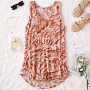 Kohl's Orange and White Patterned Top